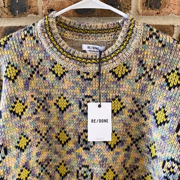 Re/Done Sweaters - NWT Re/Done 50s crewneck cotton mohair mix sweater, multi-colored, Women’s Large
